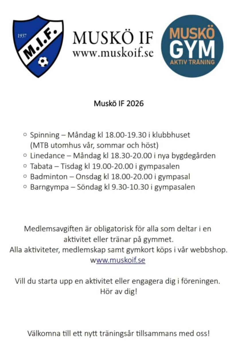 Muskö IF 2026 Muskö IF Informationsblad 2024